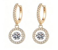 Boucles d'oreilles pendantes créoles en argent sterling 925 pour femme, avec moissanite scintillante, bijoux de mode pour le quotidien et les mariages