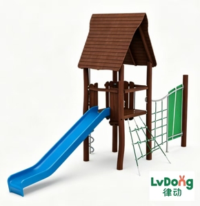 Toboggan en bois pour centres éducatifs, équipement de terrain de jeux pour enfants, matériau écologique sain avec prix d'usine abordable - Product Image 2