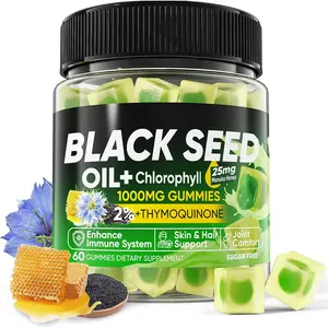 Olio di semi di cumino nero all'ingrosso Gummies clorofilla biotina olio di semi neri gommoso per la perdita di peso della crescita dei capelli