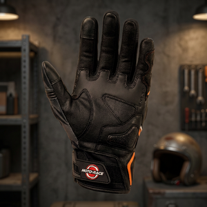 Men's Black Leather Motorcycle <b>Gloves</b> Breathable All Seasons Wear - Product Image 3