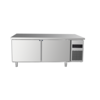 Réfrigérateur professionnel en acier inoxydable à 2 portes, refroidissement direct, sans givre, avec plan de travail et congélateur sous comptoir pour cuisine de restaurant