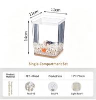 Bassin carré en plastique pour betta, multi-compartiments, aspect verre, pour bureau et salle à manger