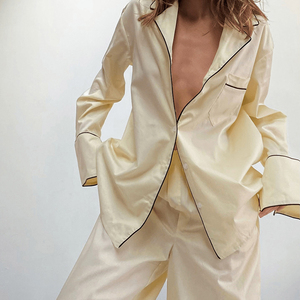 QINSI Set Pigiama Donna a Maniche Lunghe per Tutte le Stagioni, Completo Lounge a 2 Pezzi ad Asciugatura Rapida, Vendita all'Ingrosso di Abbigliamento da Notte con Bordature - Product Image 1
