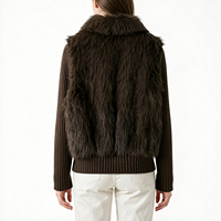 Cardigan en fausse fourrure tricotée de qualité supérieure avec fermeture éclair, pull chaud pour femme, veste confortable côtelée, fournisseur ODM, vente en gros