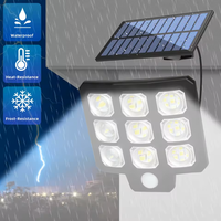 Nouvelle lampe solaire LED étanche 350Lm avec détecteur de mouvement, du crépuscule à l'aube, pour jardin, projecteur mural avec télécommande pour porche