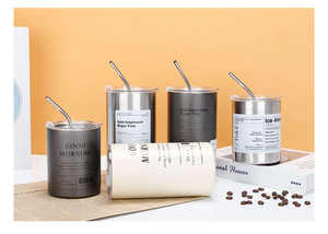 Vaso de Café de Acero Inoxidable 304 de Doble Pared, Gran Capacidad, Aislamiento Térmico, Antiderrames, Ecológico, Diseño Moderno, con Pajita - Product Image 2