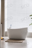 Baignoire autoportante moderne en acrylique pour une personne, avec dossier haut, baignoire ovale de relaxation et de massage pour la maison, l'hôtel et le spa