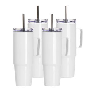 40oz Sublimation Blank Tumbler Handle for Stainless Steel <b>Vacuum</b> Insulated Customizable Thermal Cup for Presents Hot Use - Product Image 1