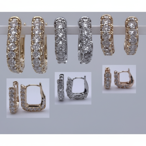 Set di Gioielli in Rame Placcato Oro a Due Pezzi con Zirconi e Perle/Diamanti per un Look alla Moda o Come Regalo - Product Image 1