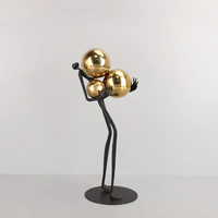 Escultura Abstracta Contemporánea y Sencilla con Bola Dorada, Decoración Metálica para el Hogar, Artesanía, Adorno para el Hogar