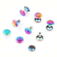Ensemble de boutons de fermeture à Rivets colorés arc-en-ciel, Double capuchon rond en métal, Rivets arc-en-ciel