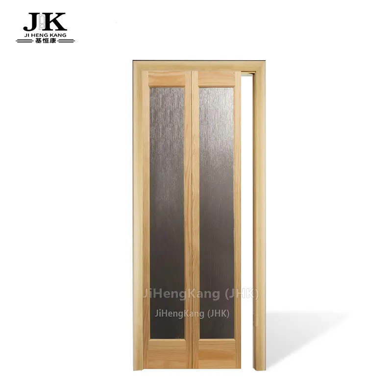 Puerta corredera de madera plegable para JHK-B09, puerta plegable de madera sólida