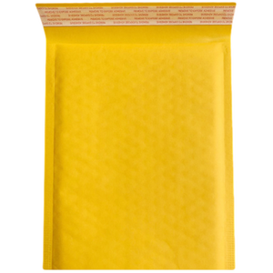 Enveloppe à bulles en papier kraft jaune antichoc avec logo imprimé personnalisé pour l'emballage de colis - Product Image 1