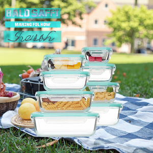 4 gói hiện đại thủy tinh thực phẩm lưu trữ <span class=keywords><strong>container</strong></span> kín nắp đậy lò vi sóng & Tủ đông an toàn bữa ăn chuẩn bị nhà bếp tổ chức - Product Image 2