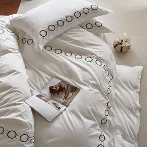 Набор пододеяльников с вышитым цветочным дизайном, высококачественный белый Хлопковый Роскошный белый постельное белье для отеля - Product Image 6