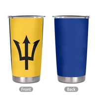 Gobelet isotherme en acier inoxydable de 20 oz personnalisé avec le drapeau national de la Barbade, tasse pratique pour la maison, le bureau, la salle de sport et l'entraînement