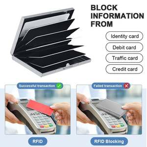 RFID Credit 6 Card Holder Protector Stainless Steel Credit Card <b>Wallet</b> Slim RFID <b>Metal</b> Credit Card Case for Women or Men - Product Image 3