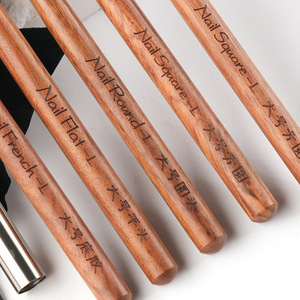 Pinceau à ongles en nylon végétalien avec manche en bois pour gel UV, ergonomique, tête ronde, plate, ovale, pour manucure française, pinceau de salon - Product Image 3