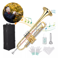 Factory Wholesale Bb Brass Body Gold and Silver Color Matched Phosphor Copper Tone Tube Trumpet With Case Set