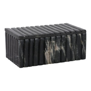 Decorative Marble Ridged <b>Box</b> With Lid For Jewelry Keepsake <b>Storage</b> Home Decor Modern Accent <b>Shelf</b> Organizer - Product Image 1