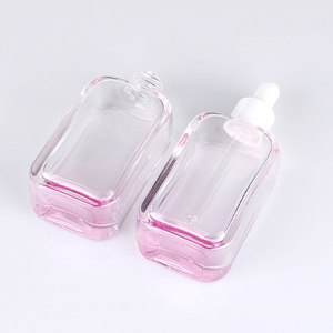 Luxury Cosmetic Packaging Thick Bottom 30ml 60ml Flat Square Purple Clear Serum <b>Bottle</b> Essential Oil Glass White <b>Dropper</b> <b>Bottle</b> - Product Image 2