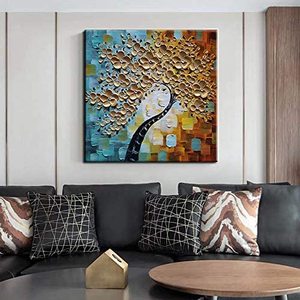 Peinture à l'huile sur toile personnalisée, style impressionniste, amande <span class=keywords><strong>en</strong></span> <span class=keywords><strong>fleurs</strong></span>, texture 3D abstraite, <span class=keywords><strong>fleurs</strong></span>, pour décoration intérieure - Product Image 3