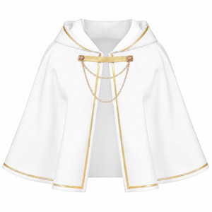 Mantello Corto con Cappuccio in Stile Medievale Rinascimentale con Decorazioni in Catena Dorata, <span class=keywords><strong>Costume</strong></span> da Strega o Mago per Adulti, Mantello per Cosplay di Halloween - Product Image 5