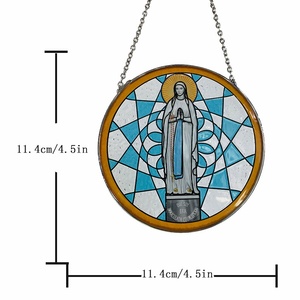 Ornement suspendu décoratif de Noël transfrontalier, figurine de sainte en verre peint, plaque gravée pour usage intérieur et extérieur - Product Image 5