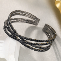 Nouveau bracelet ouvert à griffes en diamant - Accessoire féminin haut de gamme, de mode de niche avec motif croix - Bracelet de mariée