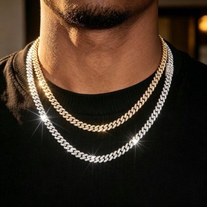 Cadena Cubana de Plata de Ley 925 con Moissanita VVS para Hombre, Estilo Hip Hop, Joyería de Lujo para Fiestas y Eventos, Venta al por Mayor - Product Image 1