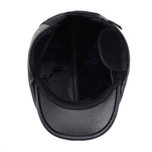 Nouvelle Collection Hiver 2025 – Béret Plat Unisexe pour Personnes Âgées, Chaud et Portable, avec Cache-Oreilles, en PU et Soie, pour Hommes - Product Image 3