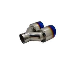 Pipa knalpot Dual Outlet 2.5 "& <span class=keywords><strong>3</strong></span>", lapisan biru baja tahan karat 304 cocok untuk model kendaraan umum - Product Image 4
