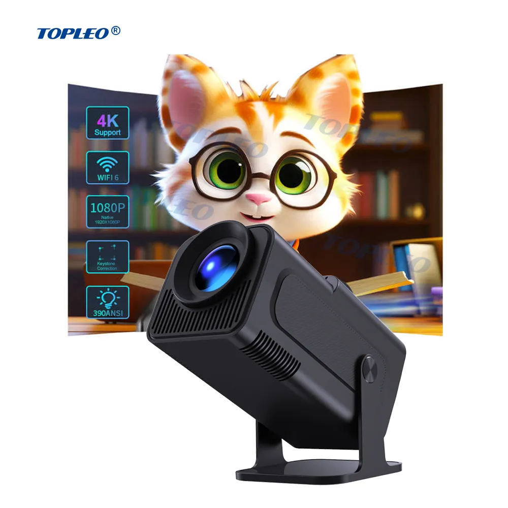 Topleo intelligenter tragbarer PICO LED Full HD 4K Video-Projektor 1080p Mini-LCD für Zuhause Smart Hy320 mit Android 11 Betriebssystem
