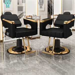 Salon Chair and <b>Mirror</b> Set Barber Shop Chair Hair Salon Black and Gold Salon Chairs - Product Image 4
