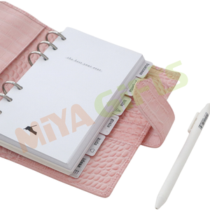 Classeur à anneaux en cuir de croco rose A4 A5 A6 A7 personnalisé classeur avec fermeture éclair enveloppes rembourrées portefeuille - Product Image 4