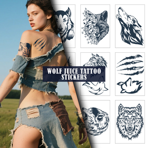 Adesivi per <span class=keywords><strong>tatuaggi</strong></span> temporanei impermeabili con motivo floreale e <span class=keywords><strong>lupo</strong></span> realistico |   <span class=keywords><strong>Tatuaggi</strong></span> Artistici per Viso e Corpo alla Moda e Resistenti al Sudore - Product Image 1