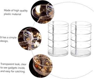 Boîte de rangement rotative en plastique à 4 niveaux pour bijoux, organisateur de boucles d'oreilles, support pour bagues, colliers et bracelets, présentoir de bijoux en gros - Product Image 2