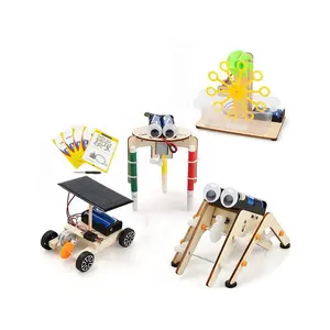 Jouets en bois STEM pour enfants 4 en 1 bricolage assemblage science & ingénierie projets apprentissage bois 3D kits de construction de puzzle