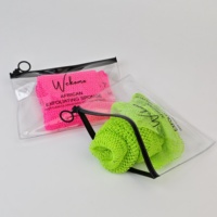 Sac en PVC transparent imprimé avec logo de marque de luxe pour éponge exfoliante africaine, pochette d'emballage étanche pour articles de toilette avec logo, vente en gros