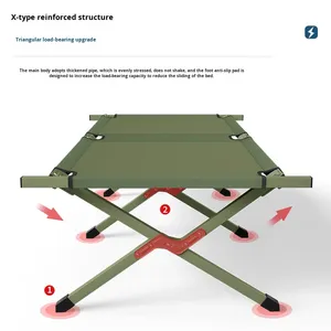 Cama Plegable para Exteriores al por Mayor, Individual, Portátil, con Marco de Hierro y Tela Oxford, Modelo YY-1117, para Descanso, Camping, Emergencias y Desastres - Product Image 3