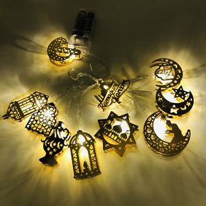 Ghirlanda LED Ramadan Kareem con Batteria, Lanterna a Forma di Mezzaluna, Luce LED 2m, Decorazioni per Feste, Accessori per Ramadan - Product Image 1