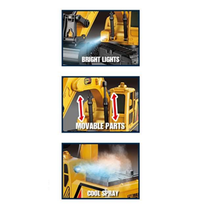 1:18 Pelle de construction avec lumières de pulvérisation Jouets radiocommandés Télécommande Pelle RC Camion Jouet pour enfants - Product Image 5