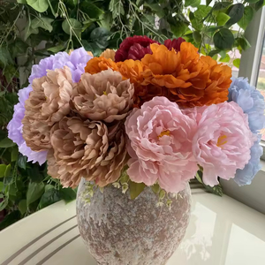 Ramo de peonía de seda de 7 cabezas de estilo nórdico, flores artificiales para decoración del hogar y la boda - Product Image 5
