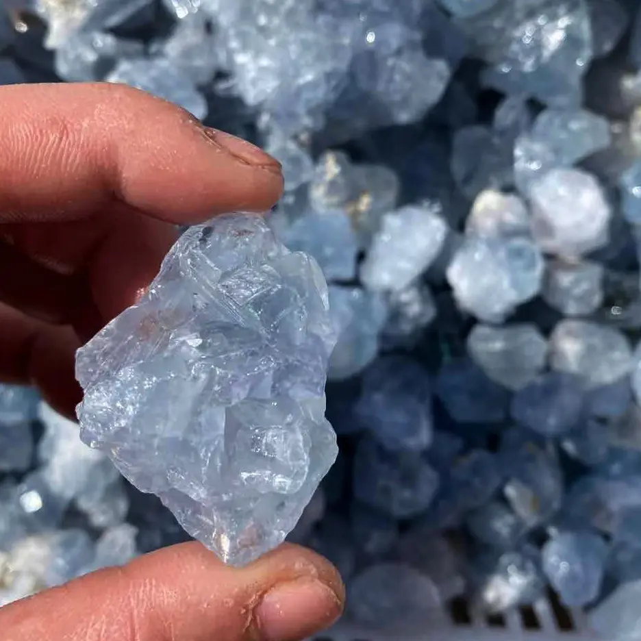 Hot Selling Natural Blue Crystal Celestite Roh zerkleinerter Stein Aroma therapie Duftstein für dekorative Kunst handwerk