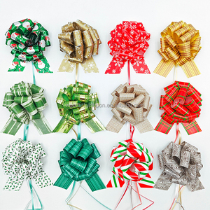 Coloré cadeau de noël arc présent panier ruban tirer chaîne emballage Pom Pom tirer arcs pour cadeaux décoration <span class=keywords><strong>fleur</strong></span> dactylographie - Product Image 4