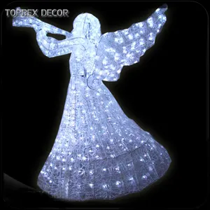 H120cm Acrylic Angel Figurines LED Christmas Decorations for Home and Outdoor Use Shaped Light for Holidays