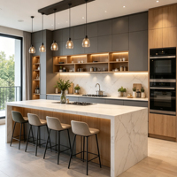 Fabricant d'armoires de cuisine en kit, meubles de cuisine modulaires, armoires sur mesure, vente en gros, solution d'installation facile