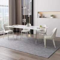Table de salle à manger suspendue en acrylique avec plateau en pierre frittée, vente en gros, pour restaurant commercial, usine de Foshan
