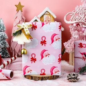 Yarcony Christmas Gift <b>Wrapping</b> <b>Paper</b> Pink Santa Bows Reversible 46.8 Sq Ft Recyclable For Holiday Craft - Product Image 6