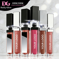 Rouge à lèvres liquide végétalien imperméable de haute qualité avec logo personnalisé, miroir et lumière LED, tube de brillant à lèvres vide anti-adhésif pour maquillage et beauté